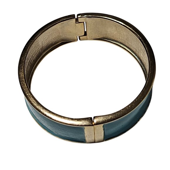 Vintage Turquoise Gold Tone Hinge Bangle Bracelet Retro 80s 90s Fashion Jewelry - Picture 3 of 6